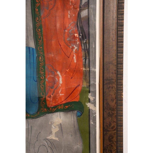 Large 19th Century Tibetan Thangka Painting of Buddha and Attendant Deities For Sale - Image 10 of 11