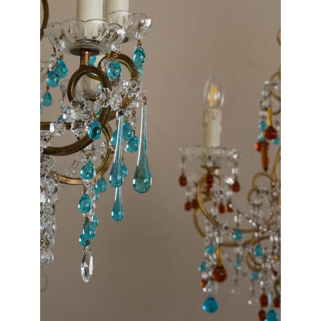 Vintage Five-Light Florentine Wall Lamp in Wrought Iron, 1970s For Sale - Image 9 of 14