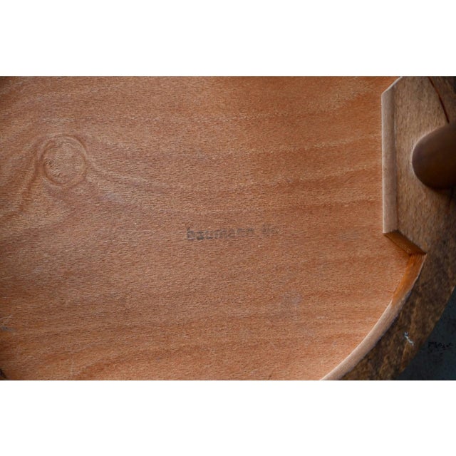 Vintage Bohemian Stool with Turned Legs by Joamin Baumann for Baumann, 1980s For Sale - Image 9 of 10