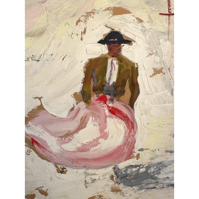 Carlo of Hollywood Vintage Mid Century Modern "Carlo" Matador Painting - 1960s Large Impasto For Sale - Image 4 of 7