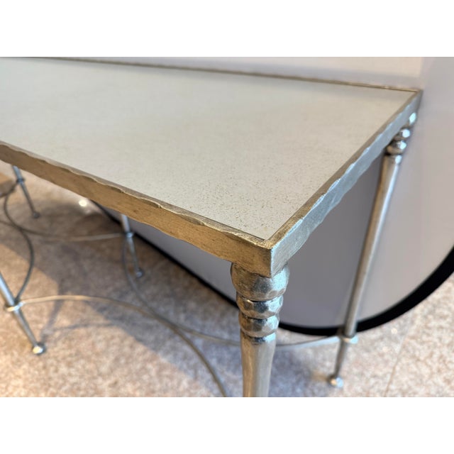 2020s Maison Jansen Style Mirrored and Silver Iron Console Table For Sale - Image 5 of 8