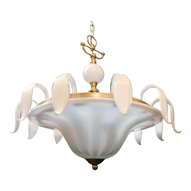 1960s Milky White Murano Chandelier For Sale