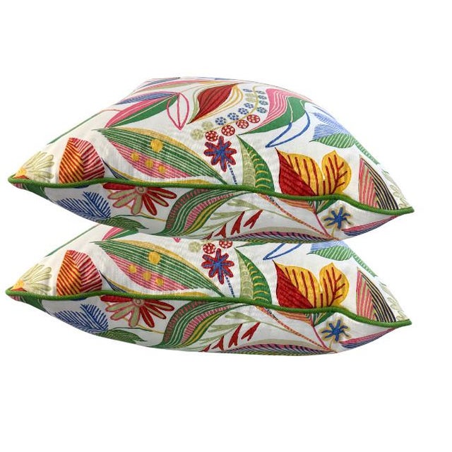 Coastal Multi Color Botanical Pair of 22'' Pillows For Sale - Image 3 of 4