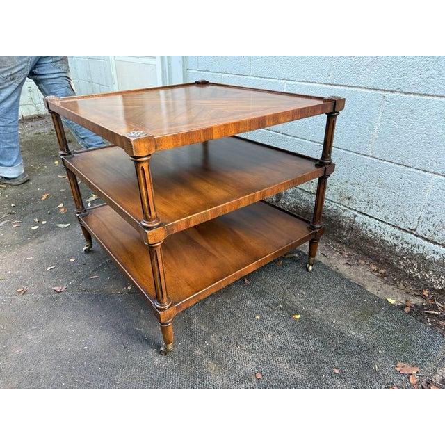 Vintage English Regency-Style Three-Tier Etagere or Side Table by Weiman For Sale - Image 11 of 16