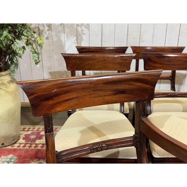Mid 20th Century Vintage English Armchairs and Side Chairs in Mahogany, 1950s, Set of 8 For Sale - Image 5 of 18