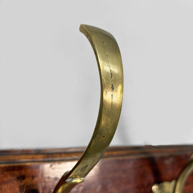 Wood Italian Art Nouveau Wall Coat Rack in Wood and Brass, 1920s For Sale - Image 7 of 10