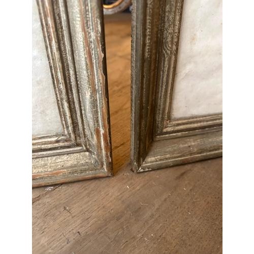 Paper Framed Neoclassical Style Pencil Drawings in Distressed Silver Gilt, 1900, Set of 2 For Sale - Image 7 of 14