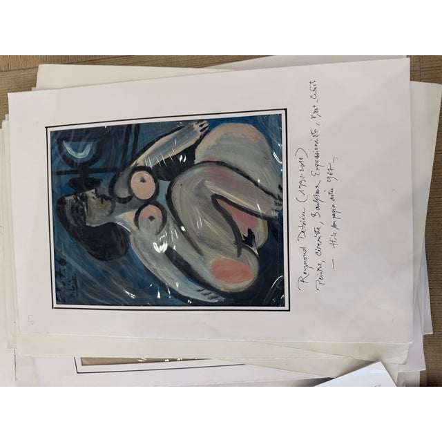 Figurative 1960s Nue en Bleu Et Rose, French Modernist Figurative Oil Painting by Raymond Debiève For Sale - Image 3 of 4