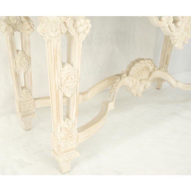 Maitland Smith Carved White Wash Finish Wall Mirror Matching Console Table MINT! For Sale - Image 12 of 14