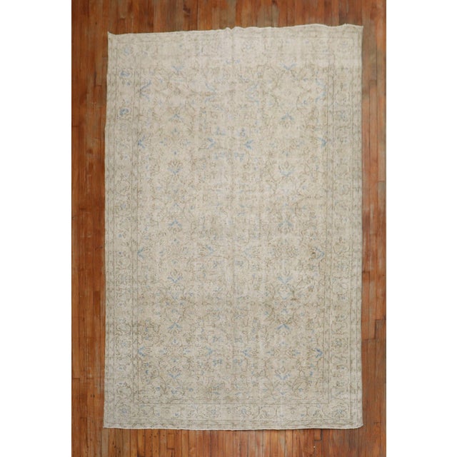 Neutral Off White Blue Vintage Turkish Rug, 6'7'' X 10' For Sale - Image 11 of 11