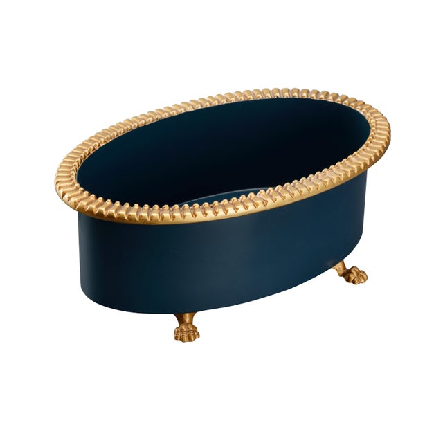 Chelsea House Inc Pie Crust Cachepot/Planter - Navy, Small For Sale - Image 4 of 6