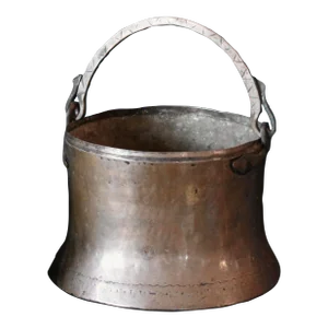 Late 20th Century Forged Copper Bucket With Handle and Snake Accents