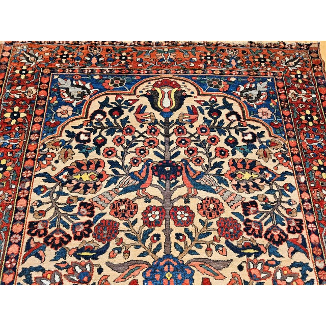 Antique Persian Bakhtiari Bibibaft Rug, Hand-Knotted Wool, The Tree of Life Pattern, Tan & Red, 5x7 For Sale - Image 11 of 18