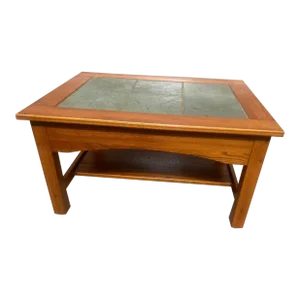 Vintage Art & Craft Style Oak Tile Top Cocktail or Coffee Table