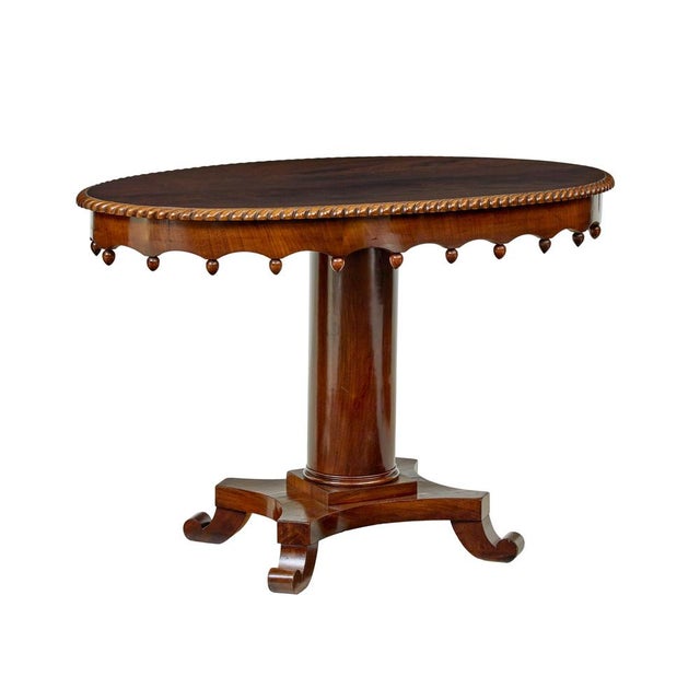 19th Century Flame Mahogany Oval Side Table, 1880s For Sale - Image 4 of 10