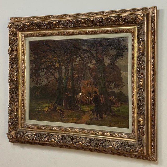19th Century Belgian Landscape 'Autumn Village' by Victor De Buck (1855-1914) For Sale In Dallas - Image 6 of 17