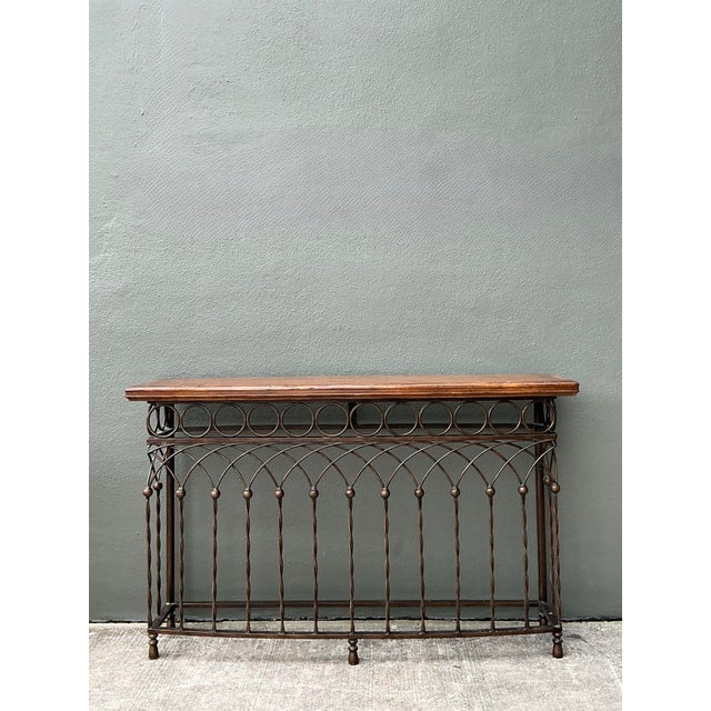 Vintage Twisted Wrought Iron Console Table For Sale - Image 11 of 12