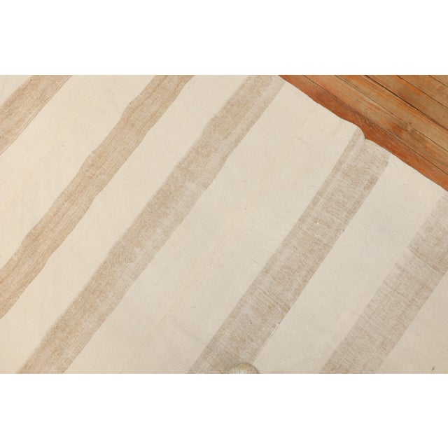2010s Vintage Striped Inspired Turkish Square Kilim - 10'1" x 11'7" For Sale - Image 5 of 9