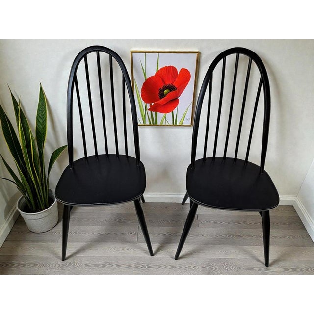 Mid century ercol windsor quaker dining chairs x 2 - black vintage chairs restored 1960 a beautifully refined pair of mid...