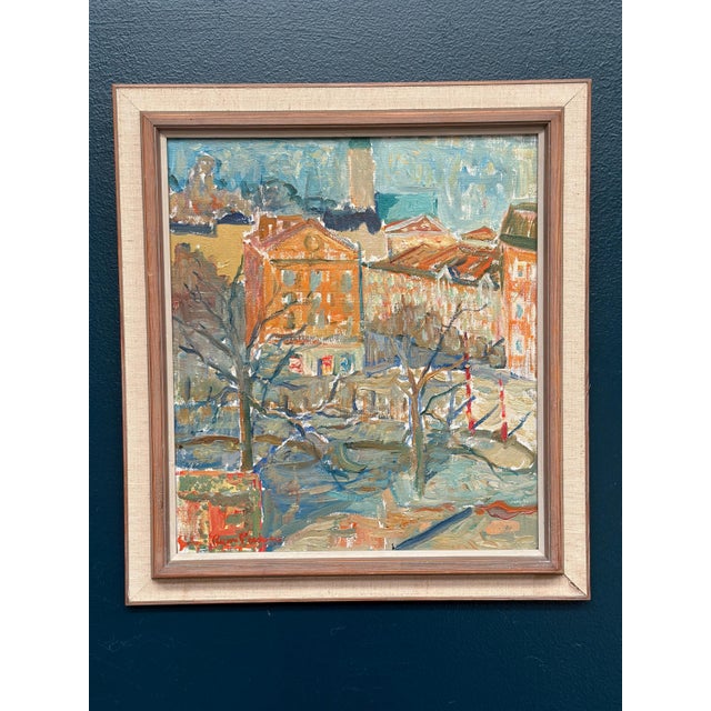Rune Person, City Scene, 1950s, Oil Painting on Canvas, Framed For Sale - Image 17 of 18