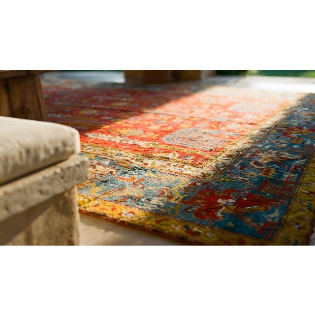 1890s Red Rust Weeping Willow Pile Anrique Turkish Oushak Rug 11' 5'' X 14' 6'' Wool Carpet For Sale - Image 9 of 9