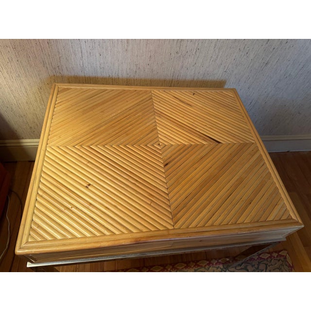 1980s Rattan and Chrome Gabriella Crespi Style End/Side Table For Sale In New York - Image 6 of 10