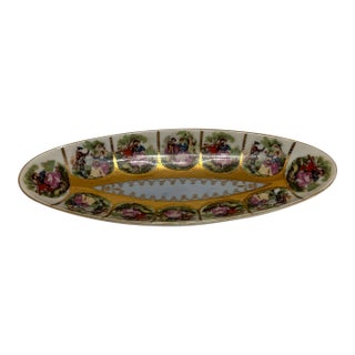 Royal Vienna Porcelain Relish Dish Featuring Hand-Painted Frangonard Courting Couples For Sale