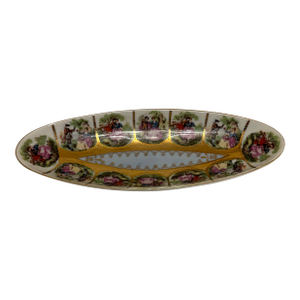 Royal Vienna Porcelain Relish Dish Featuring Hand-Painted Frangonard Courting Couples