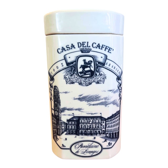 Vintage Large French Limoges Porcelain Coffee Jar, Circa 1990 For Sale