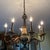 Black and gold eight light chandelier
