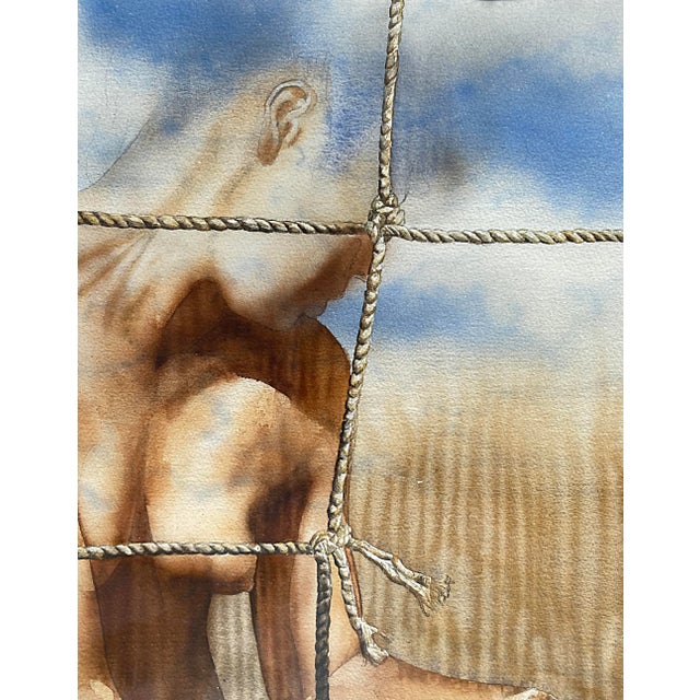 Realism Hernán Sosa Nude Watercolor Painting on Paper Framed Under Glass For Sale - Image 3 of 7