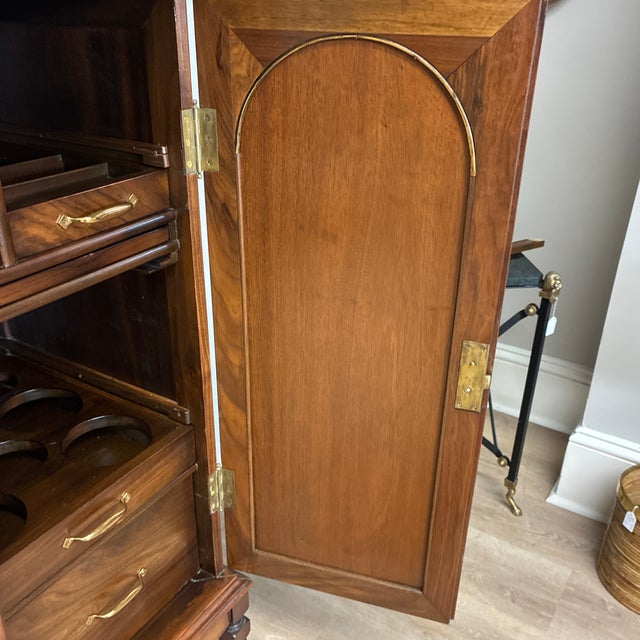 Rare 1940’s Hollywood Regency Bar Cabinet With Ice Box Drawer With Cut Outs for Glassware and Bar Tools For Sale - Image 10 of 11