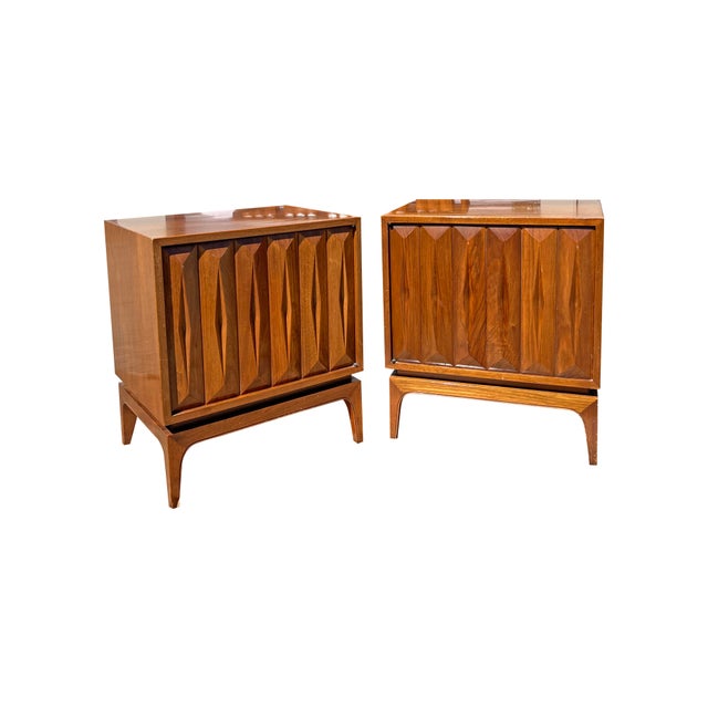 Vintage Mid Century Modern Sculpted Pair Nightstands or End Tables by Albert Parvin for James Cameron. Not signed. Great...