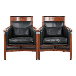 Art Deco Chairs in Black Leather from Schuitema, Set of 2 For Sale