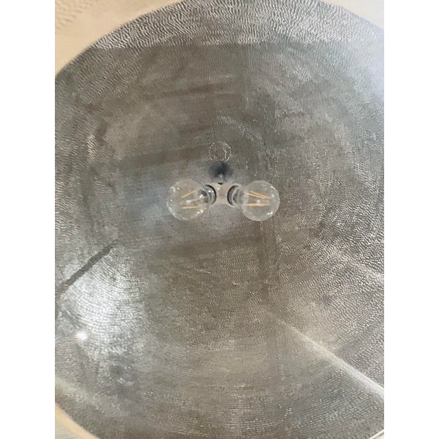 Modern Large Silver Pierced Metal Pendant Light For Sale - Image 3 of 4