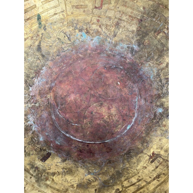 Gold Asian Hammered Brass Greek Key Bowl For Sale - Image 8 of 8