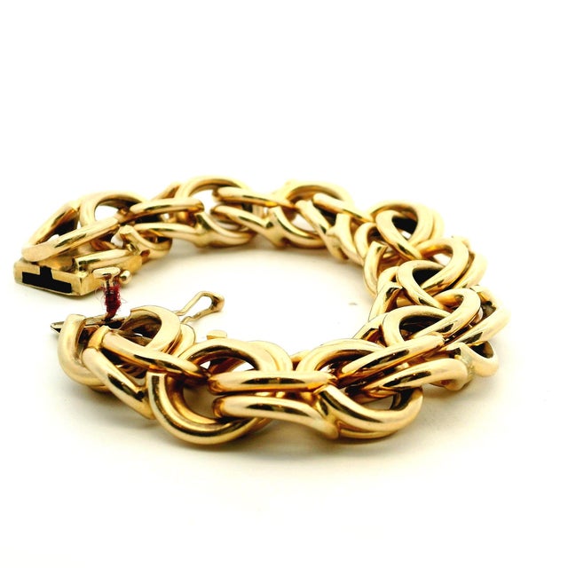 Vintage Italian 14k Gold Chunky Link Bracelet, 92 Grams For Sale - Image 4 of 16