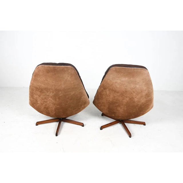 Pair 1960s Patchwork Leather Swivel Lounge Chairs Attributed to Madsen and Schubell For Sale - Image 9 of 14