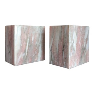 Mid 20th Century Modernist Pink Marble Bookends Vermont Marble Co - a Pair For Sale