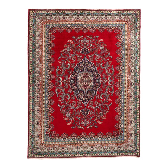 Vintage Red Persian Tabriz Rug - 09'08 X 12'09. For Sale