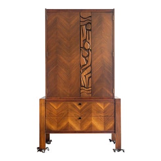 1960s United Furniture Brutalist Armoire For Sale