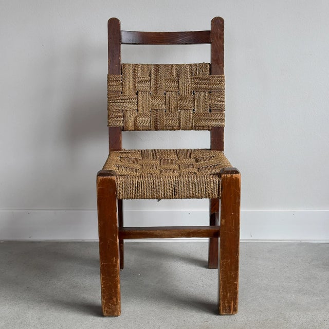 1940s Rope and Dark Oak Side Chair, 1940s France For Sale - Image 5 of 10