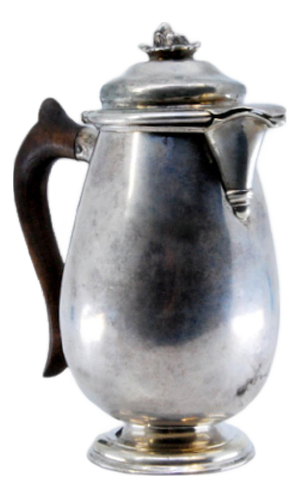 Plain Silver Coffee Pot with Chestnut Wood Handle