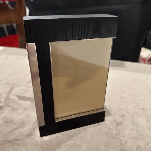 1980s Modern Sterling Silver and Ebonized Wood Picture Frame by Silvan For Sale - Image 10 of 11
