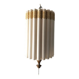 Scalloped Cylinder Shade Swag Lamp For Sale