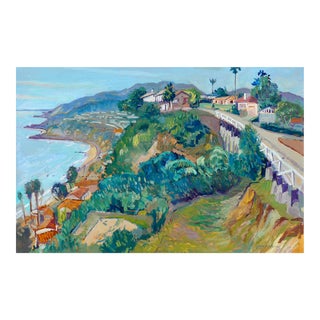 Pacifiic Palisades Oil Painting of Tramento Drive, Los Angeles, California For Sale