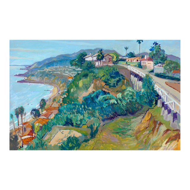 Pacifiic Palisades Oil Painting of Tramento Drive, Los Angeles, California For Sale