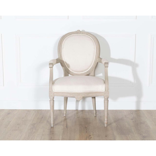 Pair of Early 20th Century Swedish Gustavian Style Oval Back Armchairs For Sale - Image 10 of 14