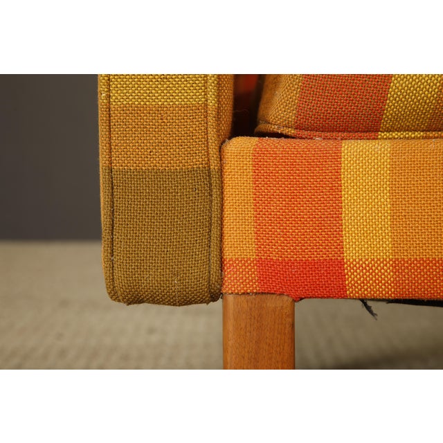 Canary Yellow Vintage Mid-Century Plaid Wool Couch/Sofa by Jens Risom, 1960s For Sale - Image 8 of 15