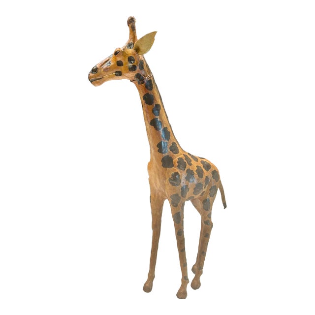 Mid 20th Century Safari Chic Leather Wrapped Giraffe in the Style of Ralph Lauren For Sale